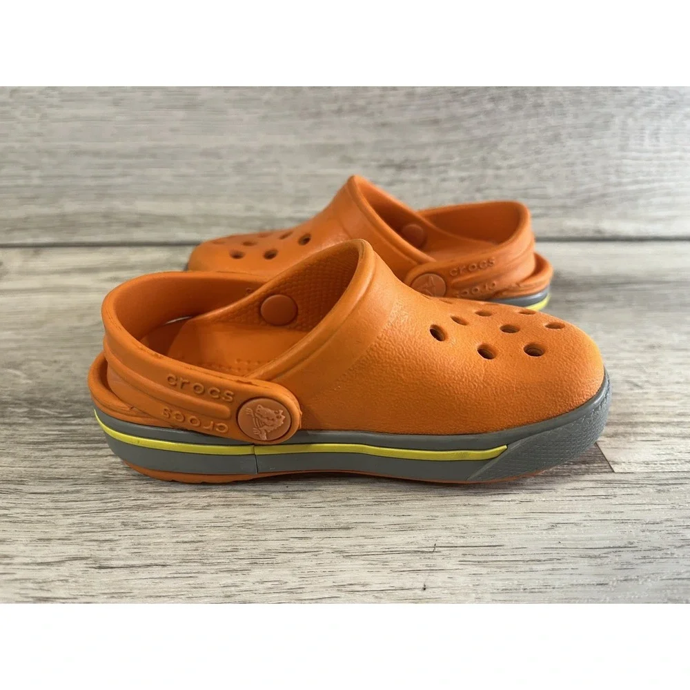 Crocs Crocband II‎ Clogs Kids Orange Rubber Slip-On Lightweight Comfort C4 C5